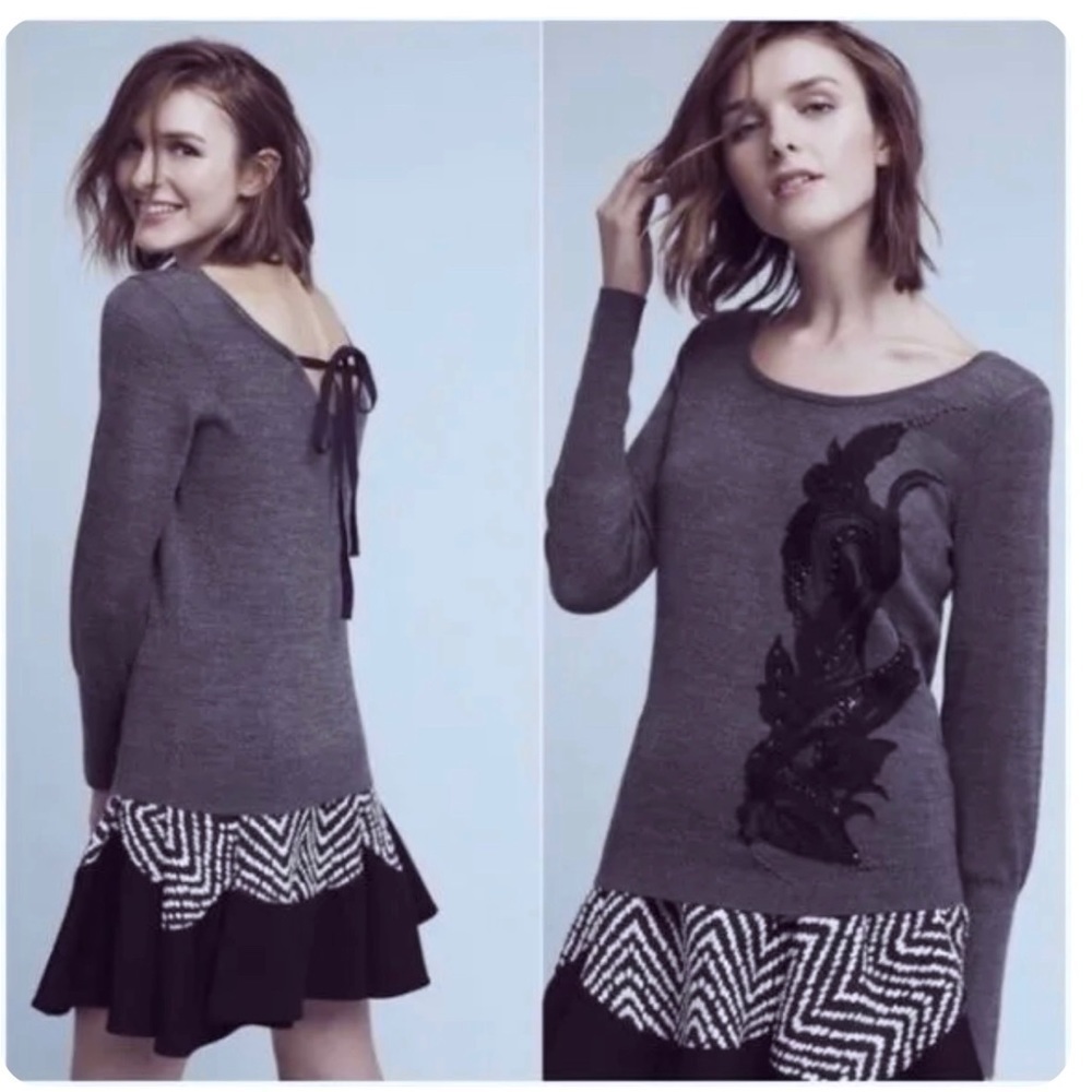 Anthropologie Angel Of The North Torie Tie-Back Sweater Size  medium Grey